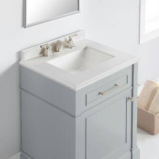 Home Decorators Collection Melpark 24 in. W x 20 in. D x 34.5 in. H Bath Vanity in Dove Gray with White Cultured Marble Top Melpark 24G