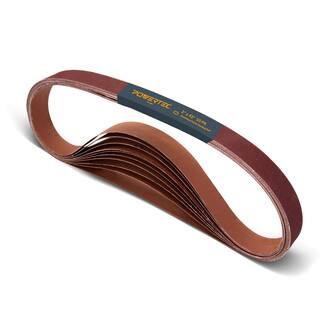 POWERTEC 1 in. x 42 in. 80-Grit Aluminum Oxide Sanding Belt (10-Pack) 414208A