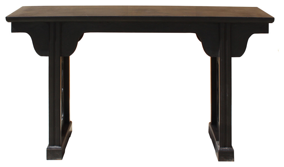 Chinese Dark Brown Black Huali Rosewood Plain Ming Style Altar Table   Asian   Console Tables   by Golden Lotus Antiques  Houzz