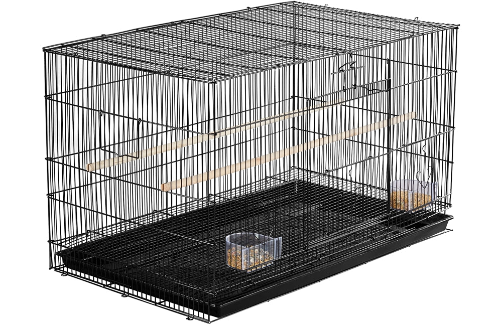 Yaheetech 30.5 inch Rectangle Breeding Flight Parakeet Bird Cage with Slide-Out Tray for Finches Budgies Cockatiels， Black