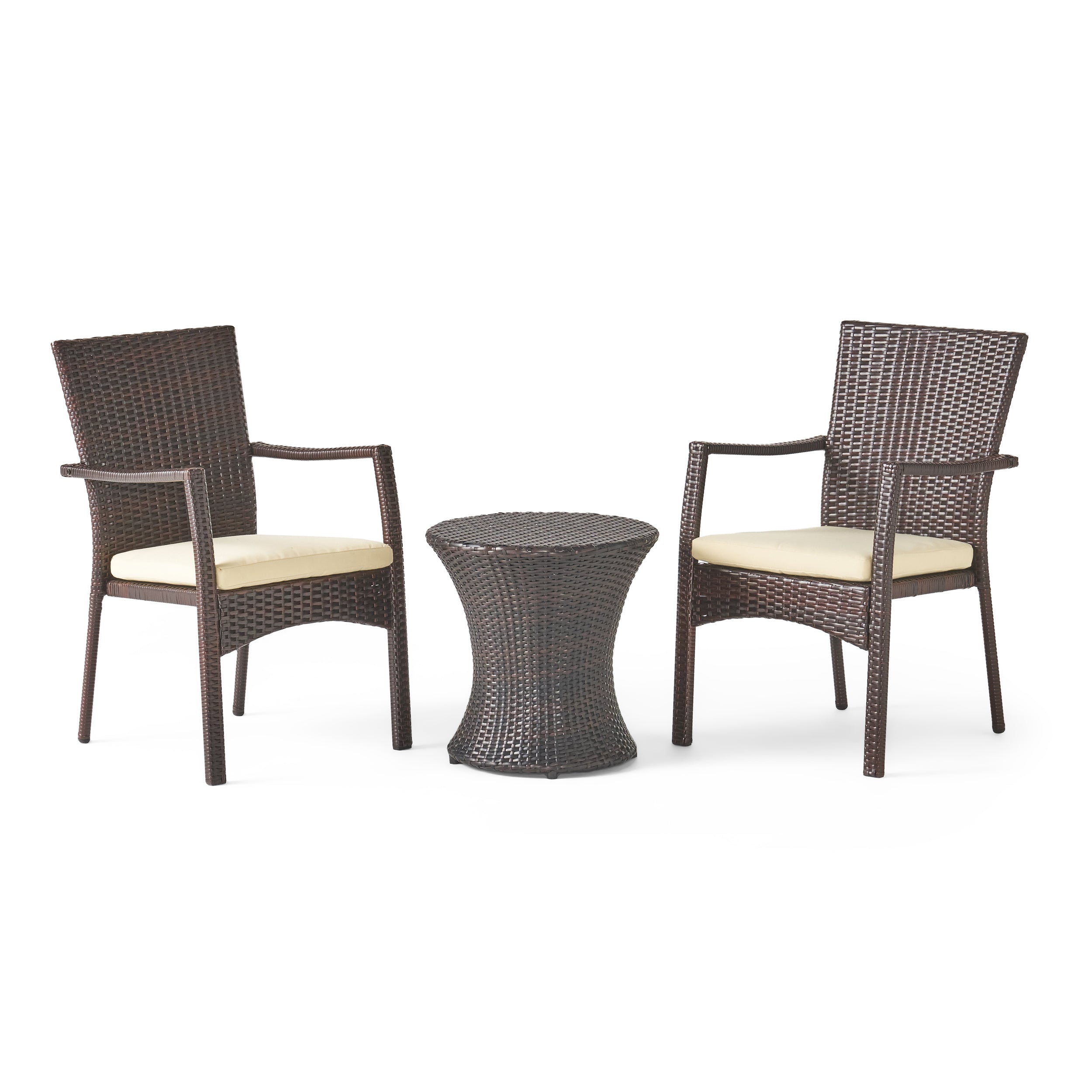 Mission Bay Outdoor Brown Wicker 3 Piece Chat Set