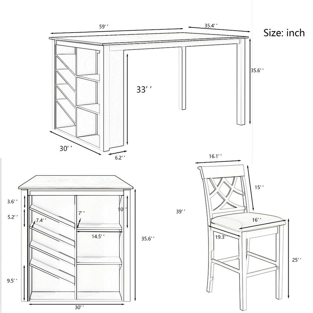 5 Piece Counter Height Solid Wood Dining Table/59\