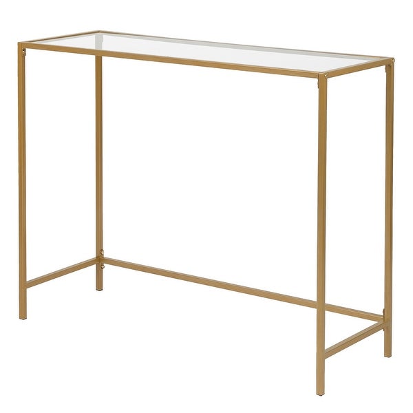 Modern Console Sofa Table， Tempered Glass Entryway Table for Hallway