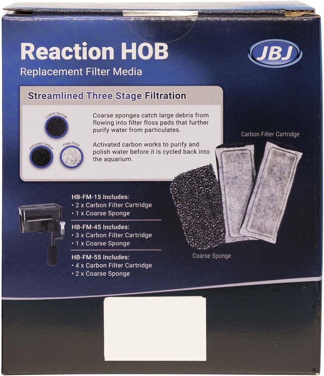 JBJ Aquarium HB-45 Reaction HOB Aquarium Replacement Filter Media， 2 count