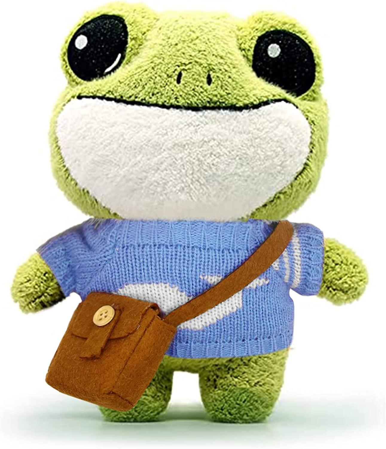 Stuffed Cute Frog Plush Toy， Stuffed Animals Doll Frog Doll Toy With Big Eyes， Sweater Clothes And Backpack， Standing Frog Plush Toy Birthday Gift For