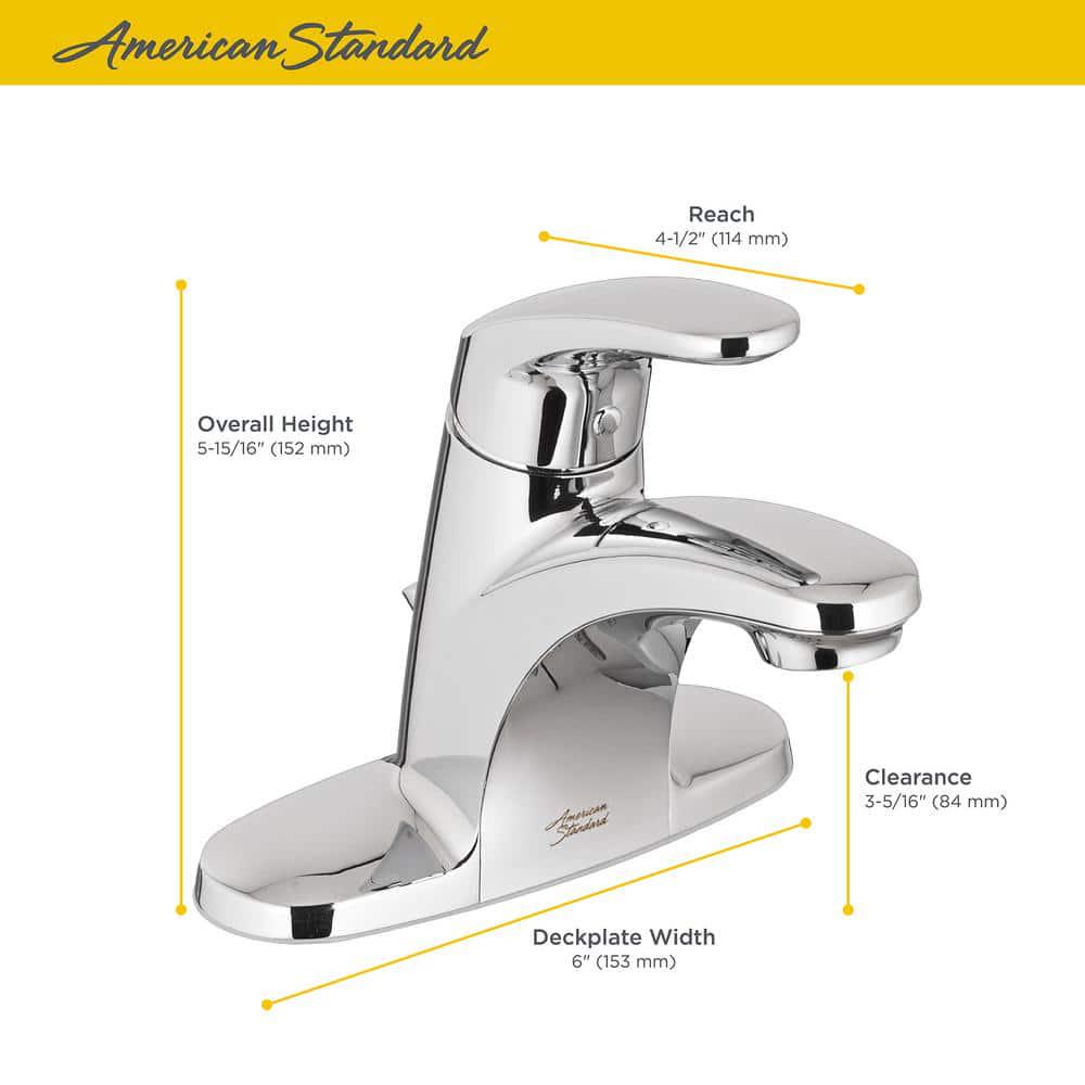 American Standard Colony Pro 4 in Centerset SingleHandle LowArc Bathroom Faucet with PopUp Drain in Polished Chrome