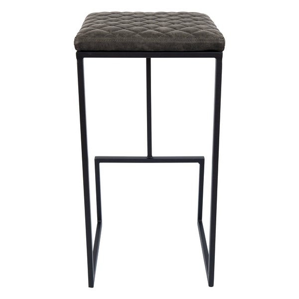 LeisureMod Quincy Modern Leather Barstool With Metal Frame Set of 2 - 29-Inches