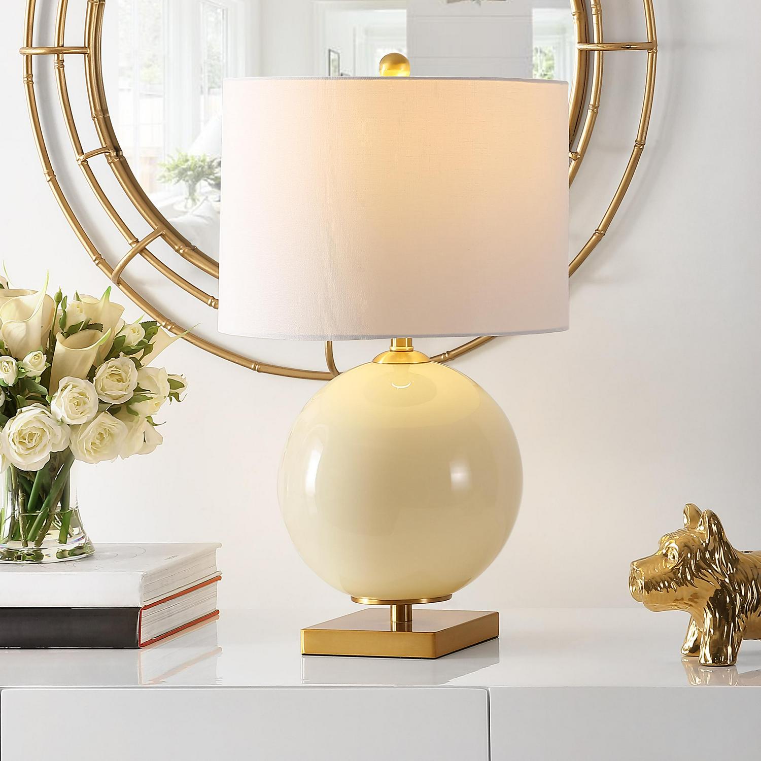 Safavieh Anina 24 in. Sphere Glass Table Lamp， Cream， Set of 2