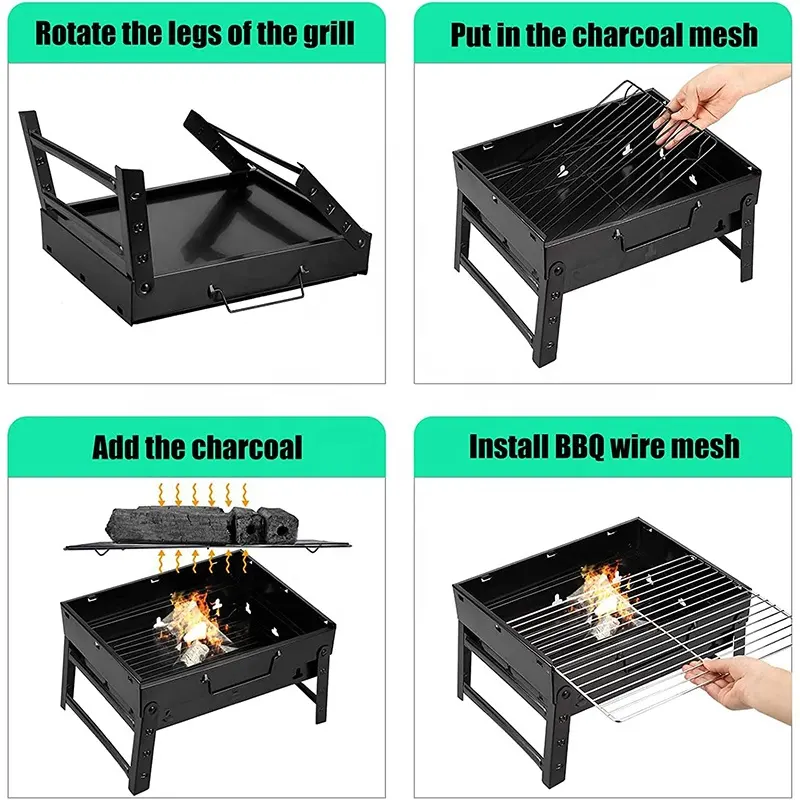 Polar Everest Folding stove Portable Barbecue Charcoal Grill BBQ Tabletop Stainless Steel Smoker Grill for Outdoor Camping