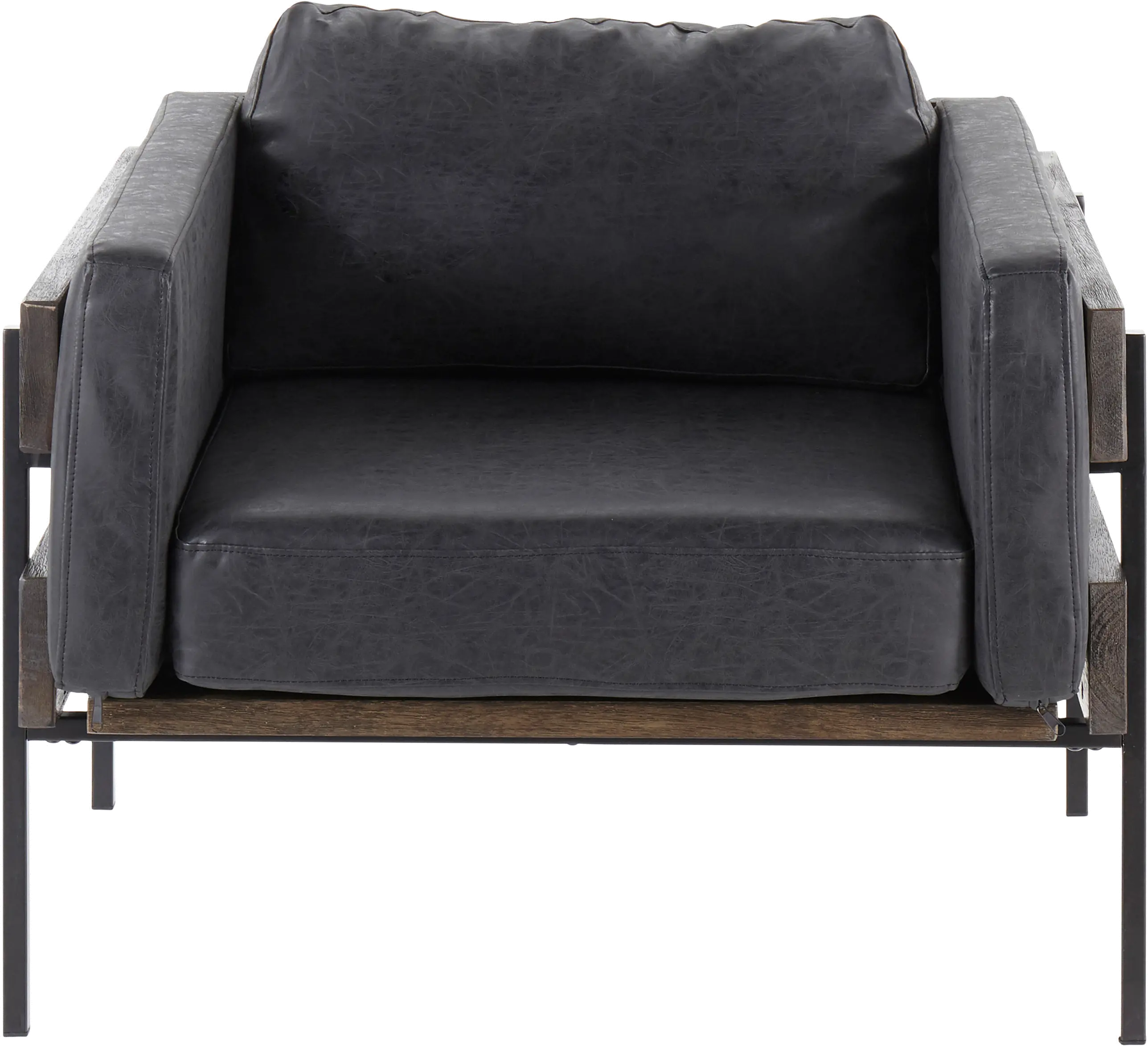 Farmhouse Black Faux Leather Accent Chair - Kari