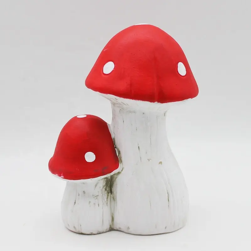 garden supplies wholesales Custom Cute red Large double mushroom statue ornament for Garden Decoration