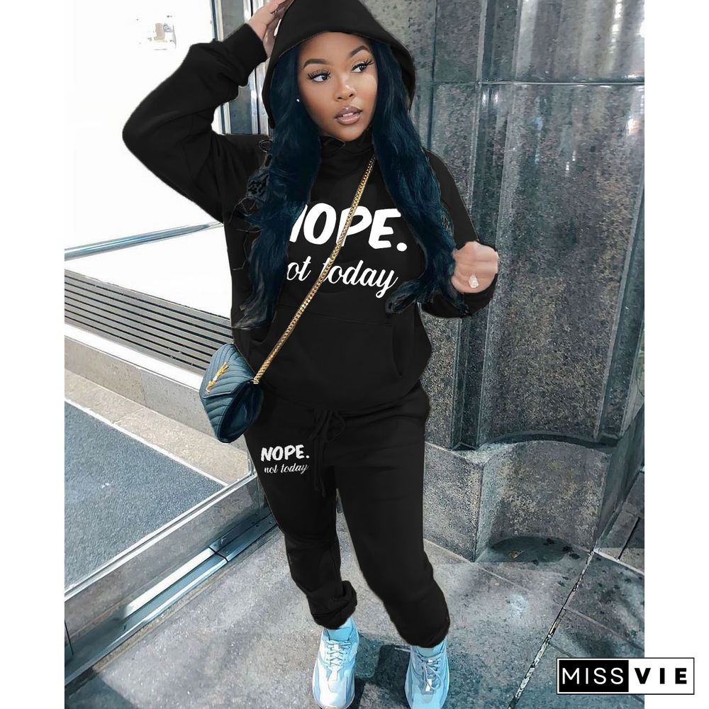 Sportswear Letter Print Hoodie Sweatpants Outfits