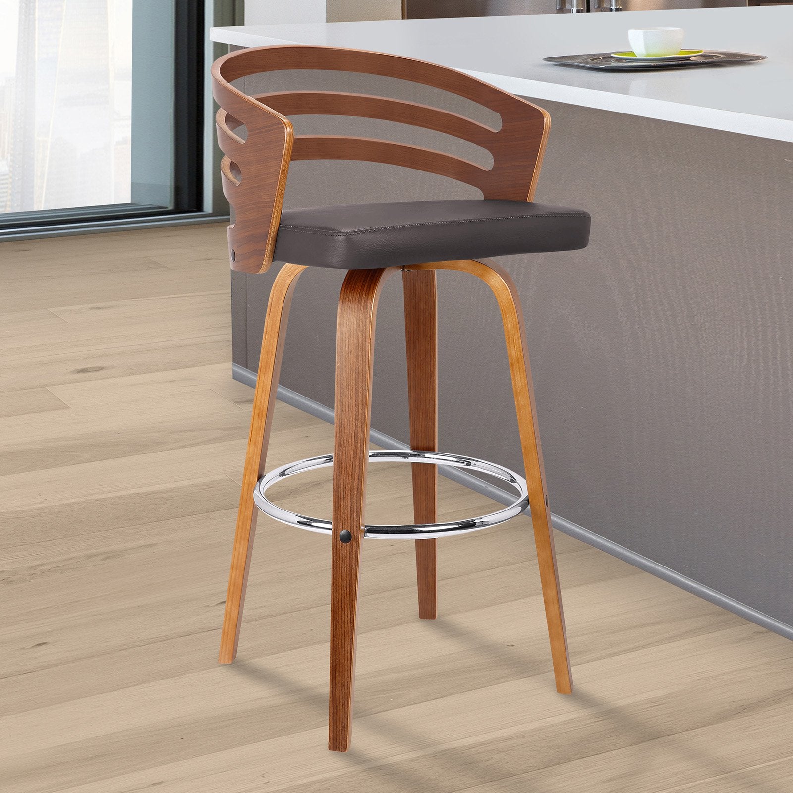 Armen Living Jayden 26 in. Mid-Century Swivel Counter Stool