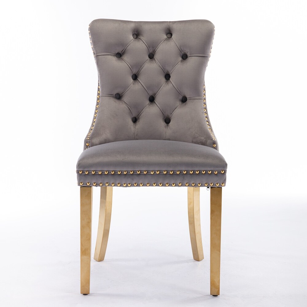 Modern Gray Wing Back Dining Chair Velvet Barstools Lounge Chair