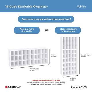 ClosetMaid 19 in. H x 24 in. W x 12 in. D White Wood Look 15-Cube Storage Organizer 8983