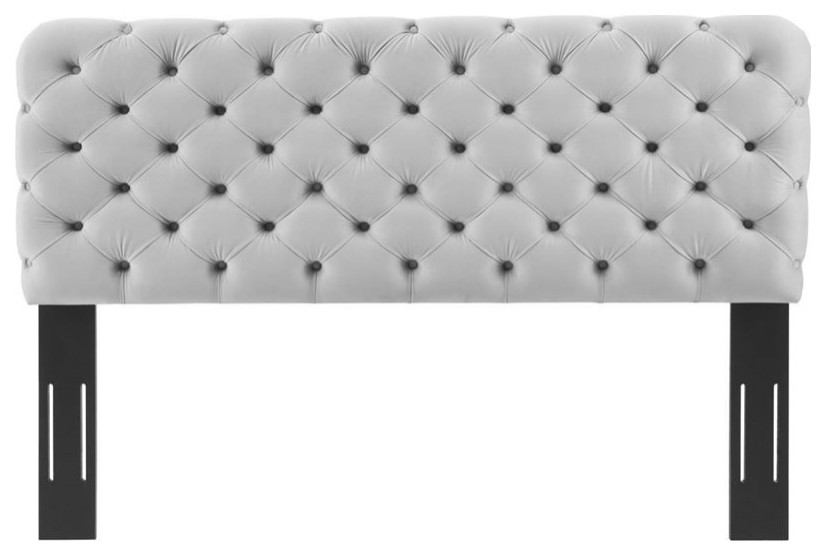 Modway Lizzy Tufted Full/Queen Performance Velvet Headboard in Light Gray   Transitional   Headboards   by Homesquare  Houzz