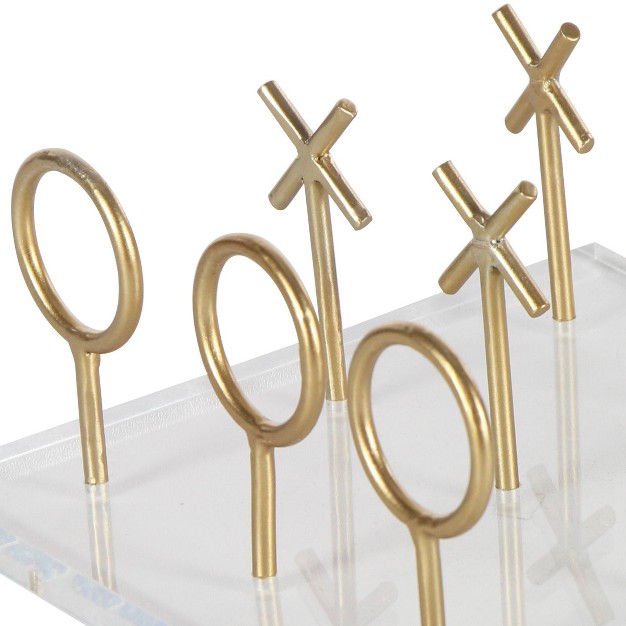 X 5 quot Glam Style Metallic Tic Tac Toe Game Set On Clear Acrylic Board Gold Cosmoliving By Cosmopolitan