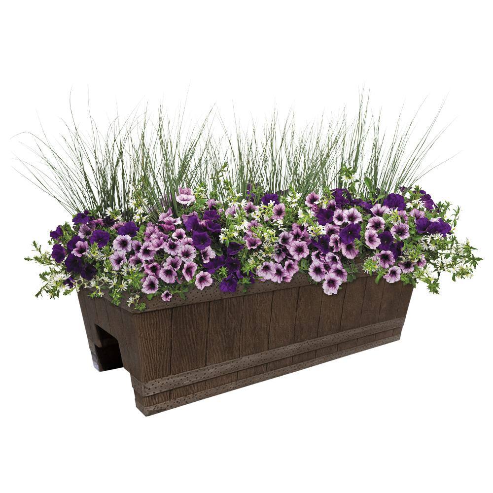 CHG CLASSIC HOME  GARDEN 24 in. Jameson Deck Rail Kentucky Walnut Resin Planter 1073D-037R