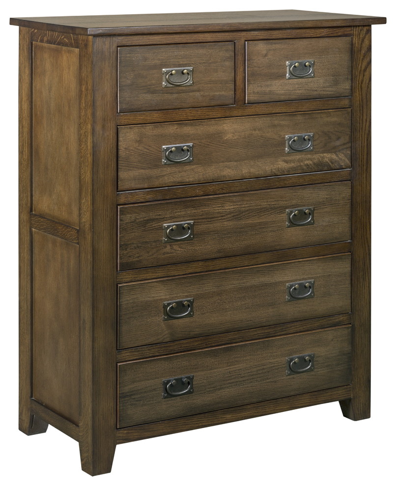 Mission Quarter Sawn Oak 6 Drawer Chest of Drawers  Dresser   Transitional   Accent Chests And Cabinets   by Crafters and Weavers  Houzz