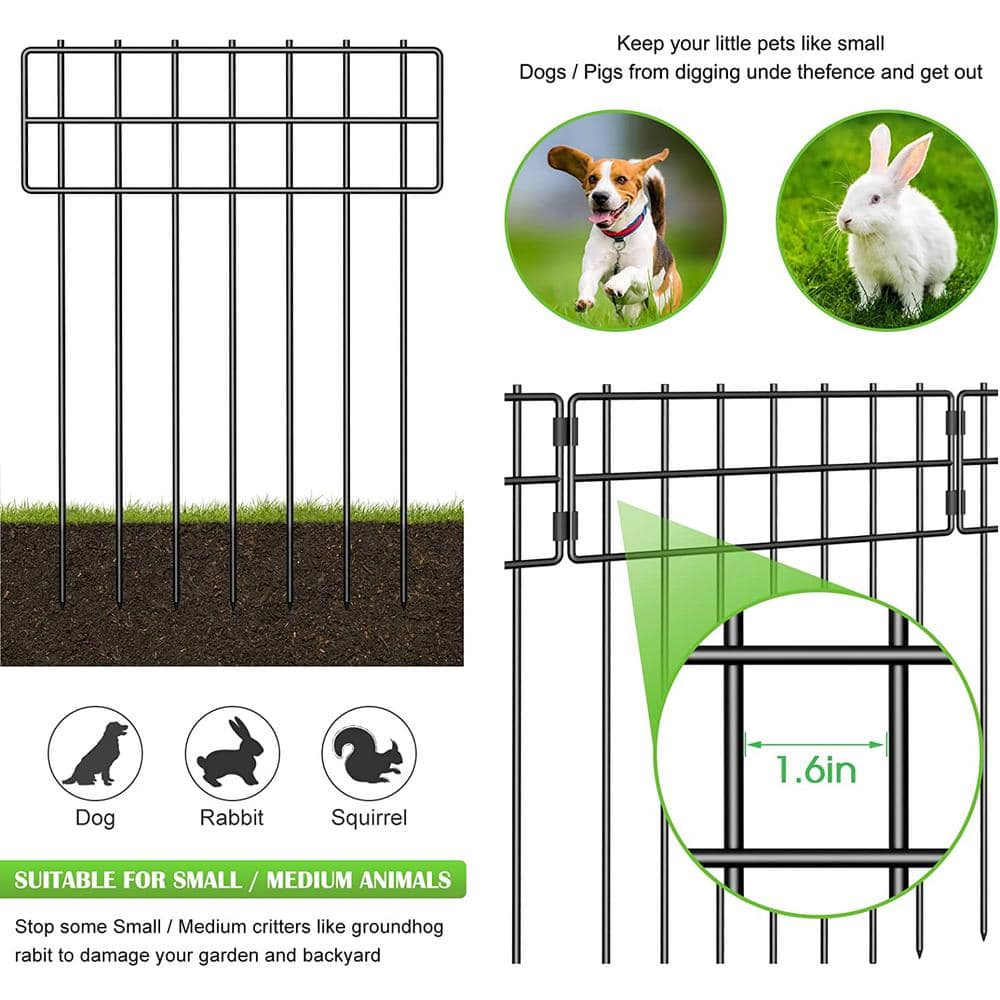 Oumilen 17 in. H x 10 ft. L Metal Garden Fencing Barrier Fence No Dig (10-Pack) LT-K275