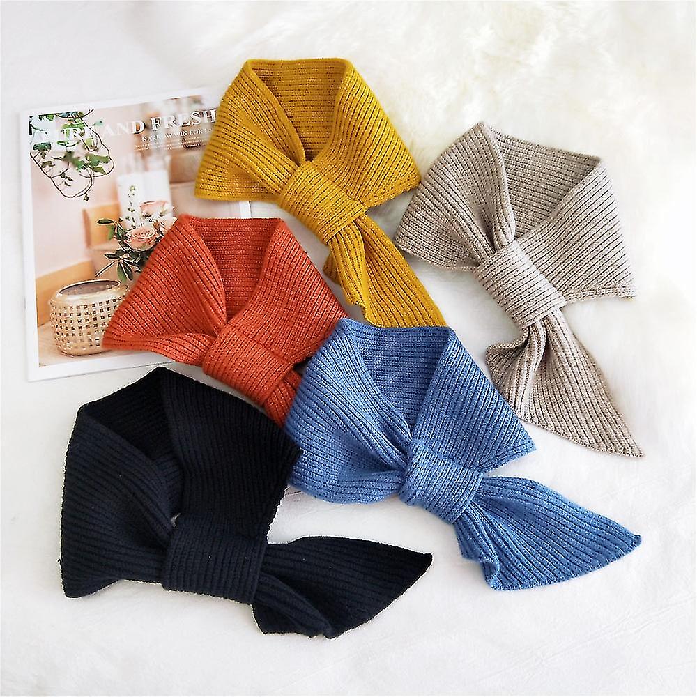 Women's Winter Scarf - Winter Women Solid Female Short Cross Cashmere Knitting Scarf Winter Women Solid Color Elastic Soft False Collar Neck Guard Fas