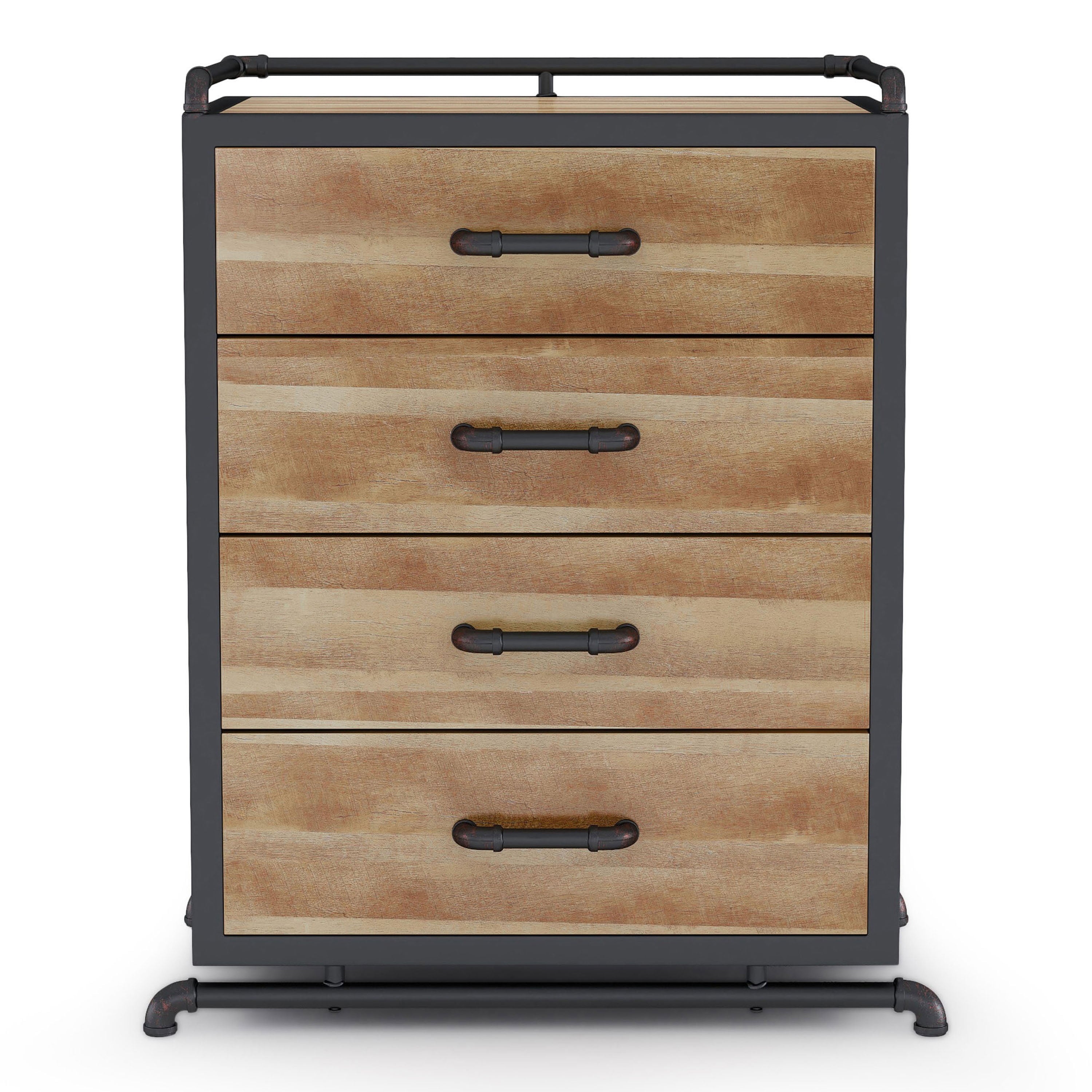 Furniture of America Clim 4-Drawer Chest, Natural and Sand Black