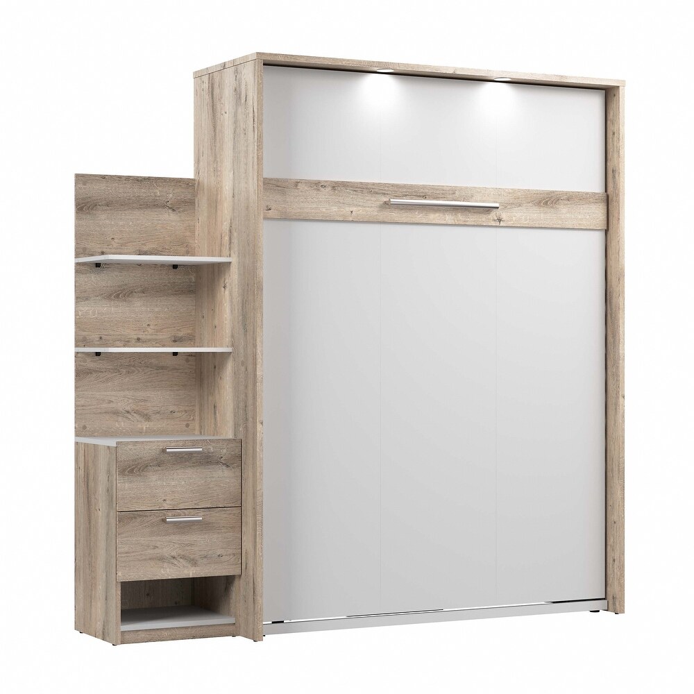 Cielo Queen Murphy Bed with Floating Shelves by Bestar