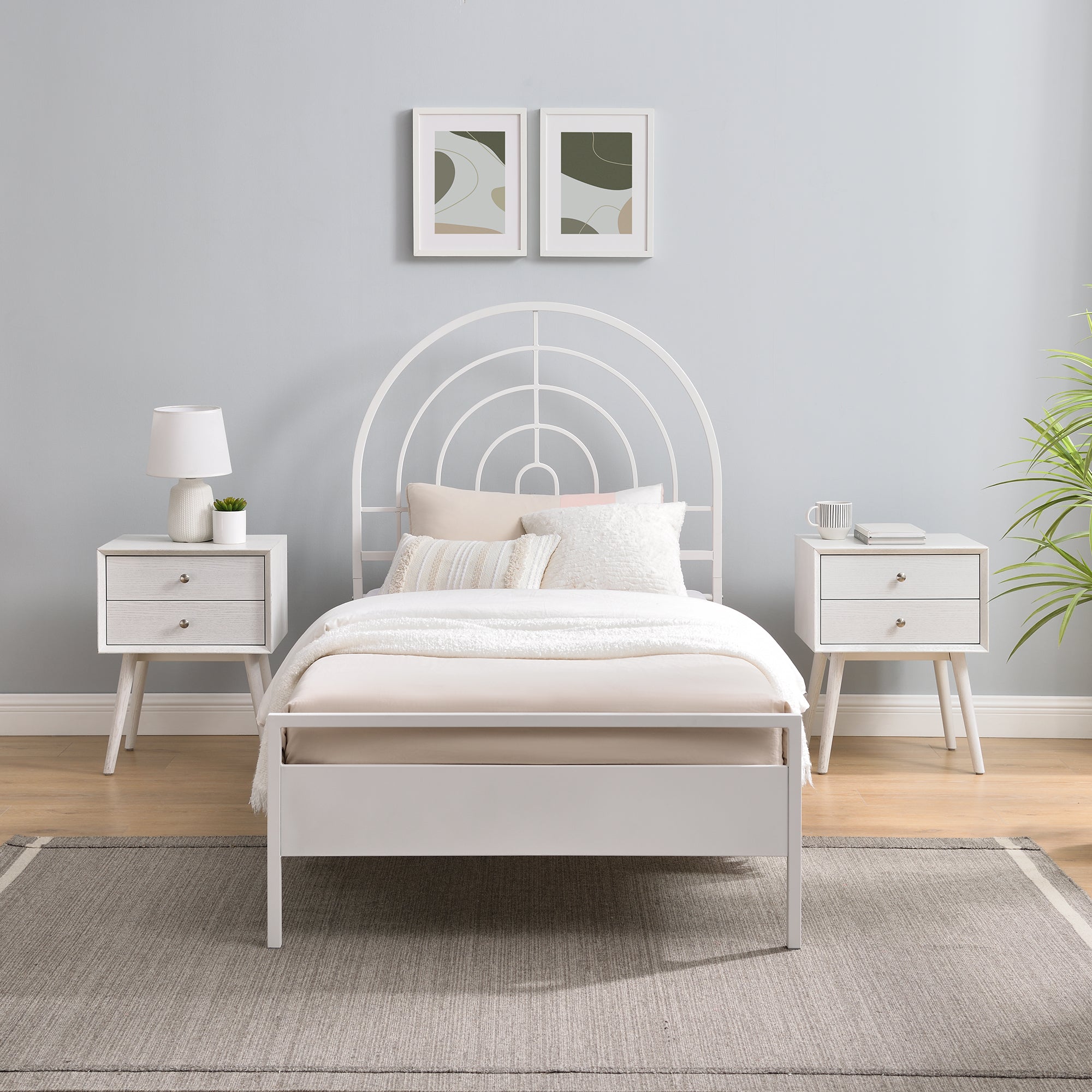 Manor Park Contemporary Metal Arch Twin Bed, White