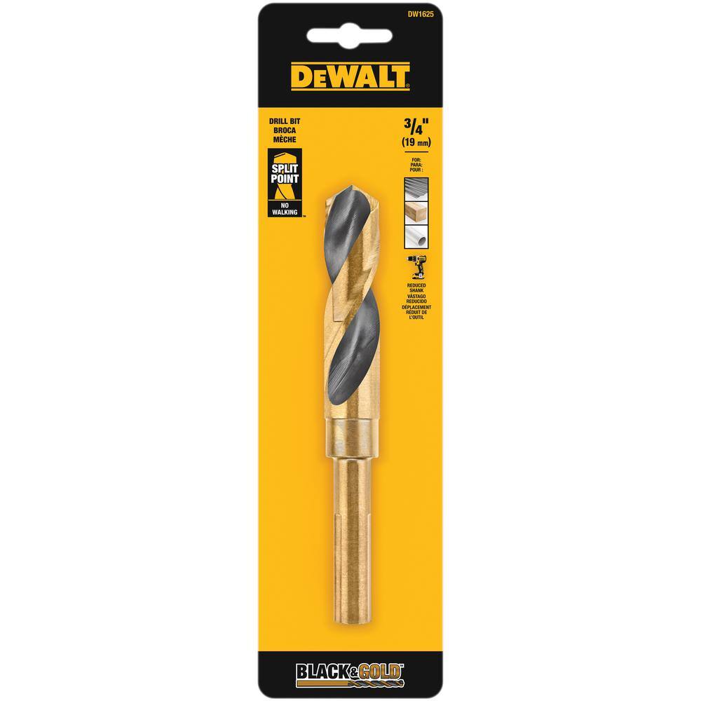 DW 34 in. Black and Gold Twist Drill Bit DW1625  G