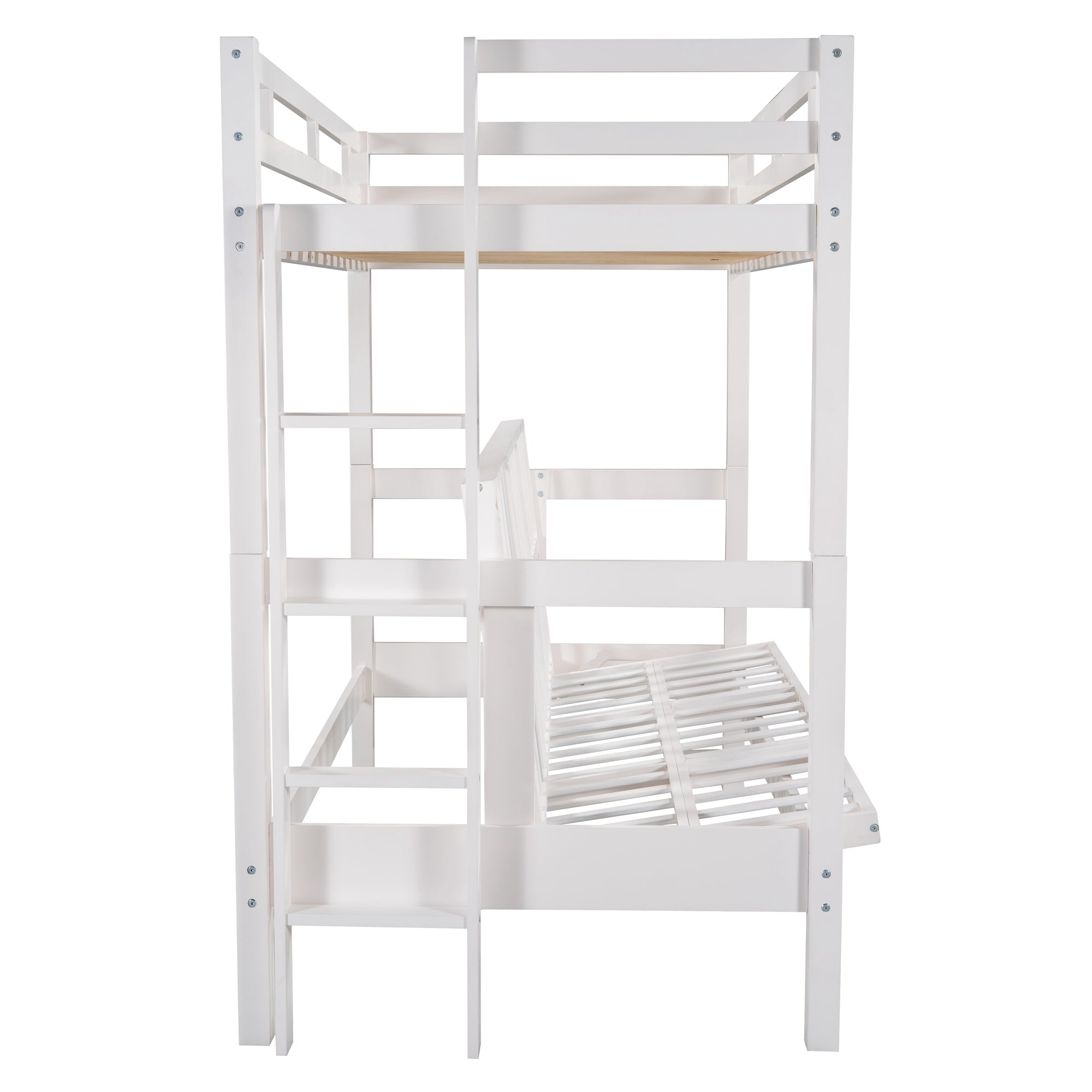 Bellemave Twin Over Full/Futon Bunk Beds, Wood Bunk Bed Frame can be Converted into Couch, 2 in 1 Detachable Bunk Bed for Kids Teens Adults (White)