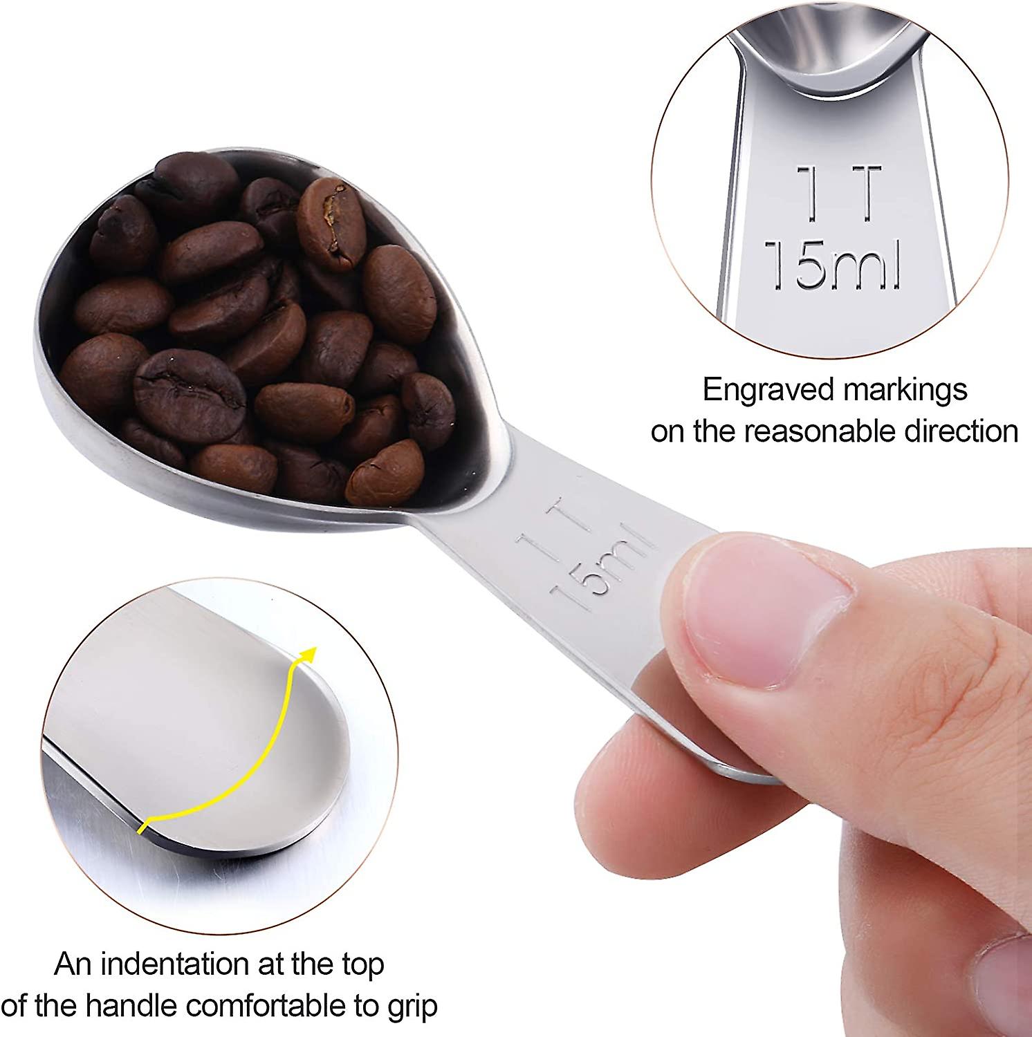 3 Stainless Steel Coffee Spoons， Short Handle Spoons， Coffee Tea Sugar Measurement(silver， 15 Ml)