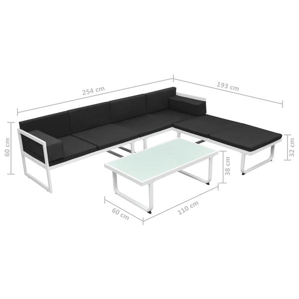 4 Piece Garden Lounge Set with Cushions Aluminium Black - Overstock - 35107560