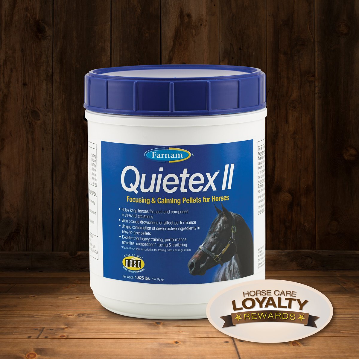 Farnam Quietex Focusing and Calming Hay Flavor Pellets Horse Supplement， 1.62-lb tub