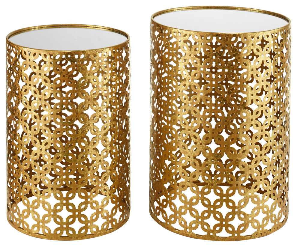 Linon Geometric Metal Nesting Table Set in Gold   Contemporary   Side Tables And End Tables   by Dot  ampBo  Houzz