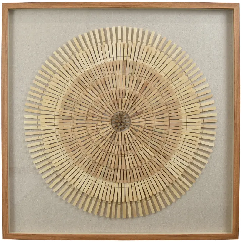 Brown Wheel Stick Art in Shadow Box Wall Hanging