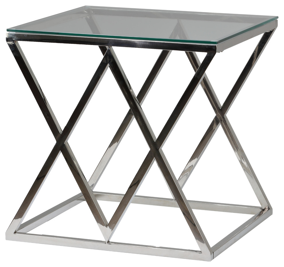 Cortesi Home Gwen Contemporary Glass End Table   Contemporary   Side Tables And End Tables   by CozyStreet  Houzz