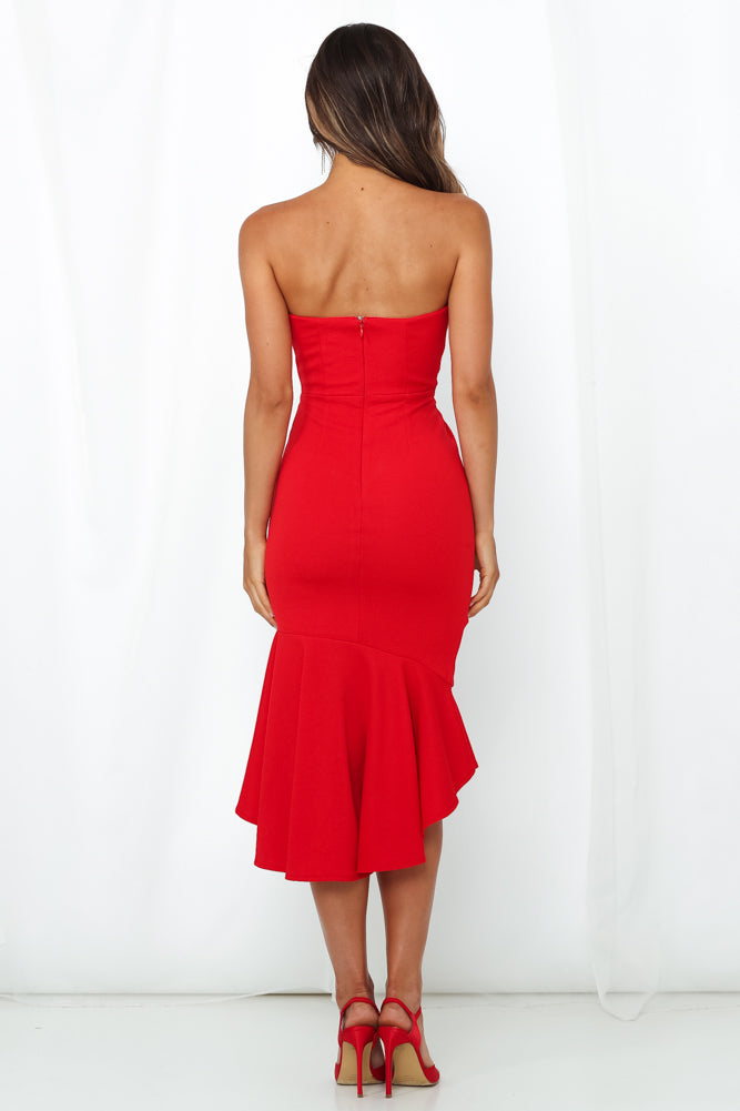 Night Shine Midi Dress Red