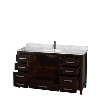 Wyndham Collection Sheffield 60 in. W x 22 in. D x 35 in. H Single Bath Vanity in Espresso with White Carrara Marble Top WCS141460SESCMUNSMXX