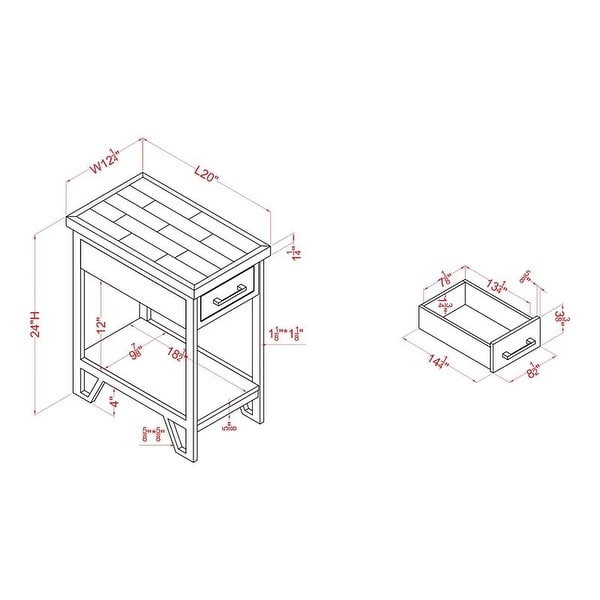 Furniture of America Mingard Rustic 12-inch 1-shelf 1-drawer Side Table