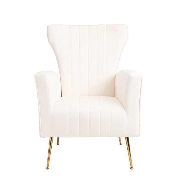 Modern Wingback Accent Lounge Arm Chair Velvet Chair with Gold Metal Legs Upholstered Single Sofa Chair for Living Room Bedroom