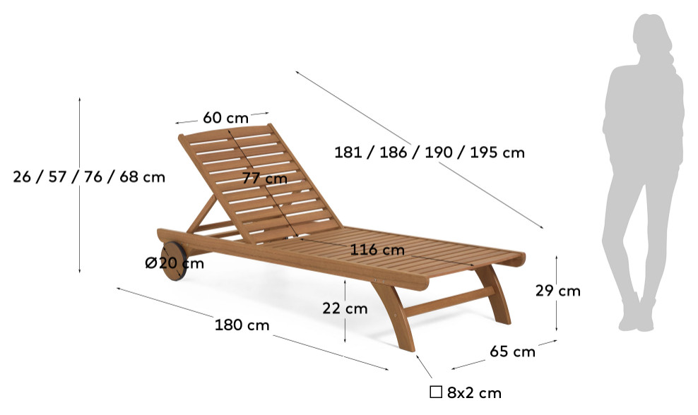 Solid Eucalyptus Wood Sun Lounger  La Forma Beila   Transitional   Outdoor Chaise Lounges   by Oroa   Eichholtz Furniture  Houzz