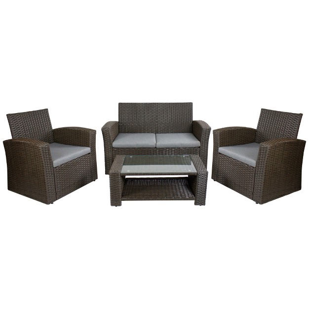 Northlight 4 piece Georgetown Resin Wicker Outdoor Patio Conversation Set With Cushions