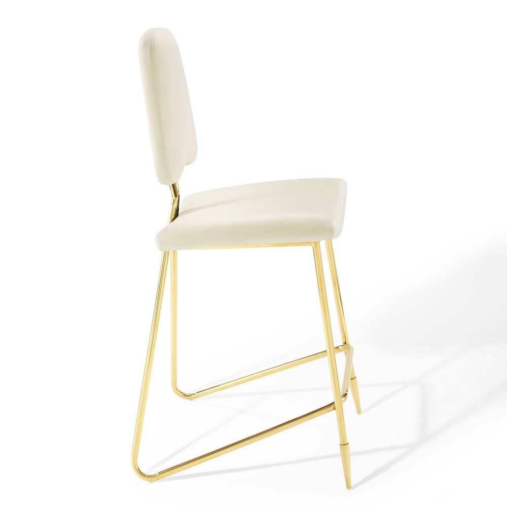 Modway Ponder Performance Velvet Bar Stool  Ivory