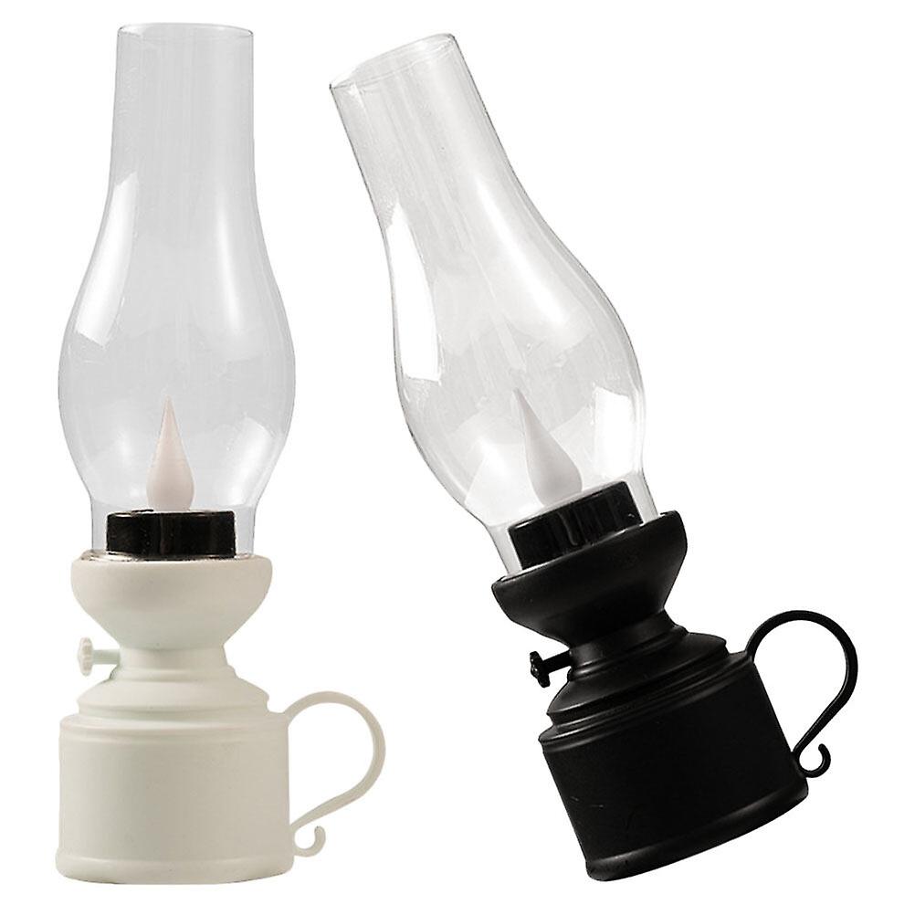 2pcs Vintage Plastic Kerosene Lamp Retro Oil Lamp Vintage Lamp Electronic Lamp Adornment