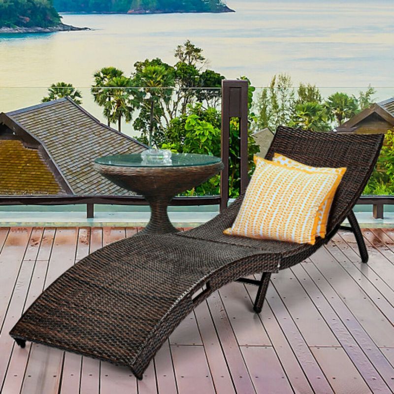 Outdoor Couch Bed Patio Folding Rattan Lounge Chair