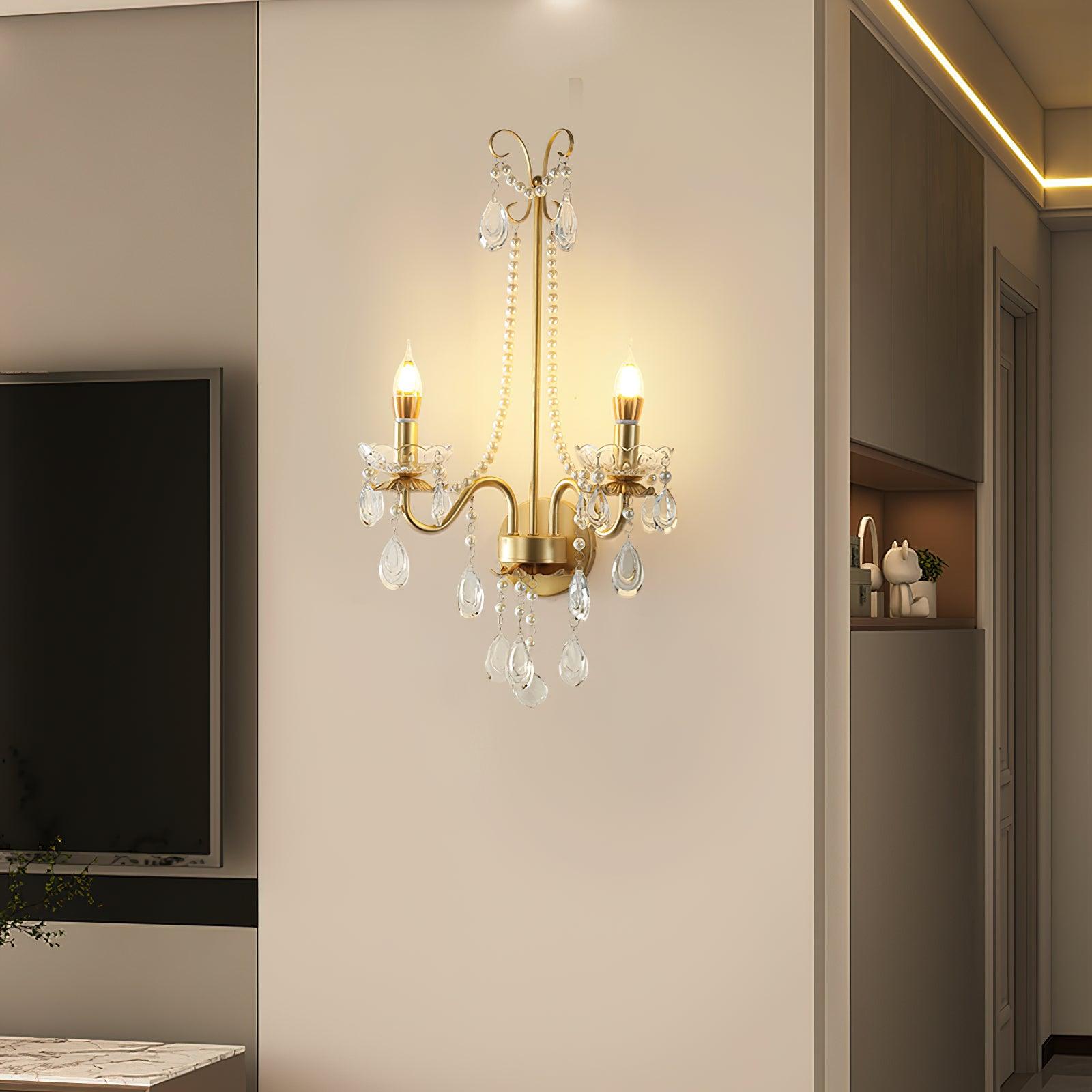 Crystal Pearl Chain Wall Lamp