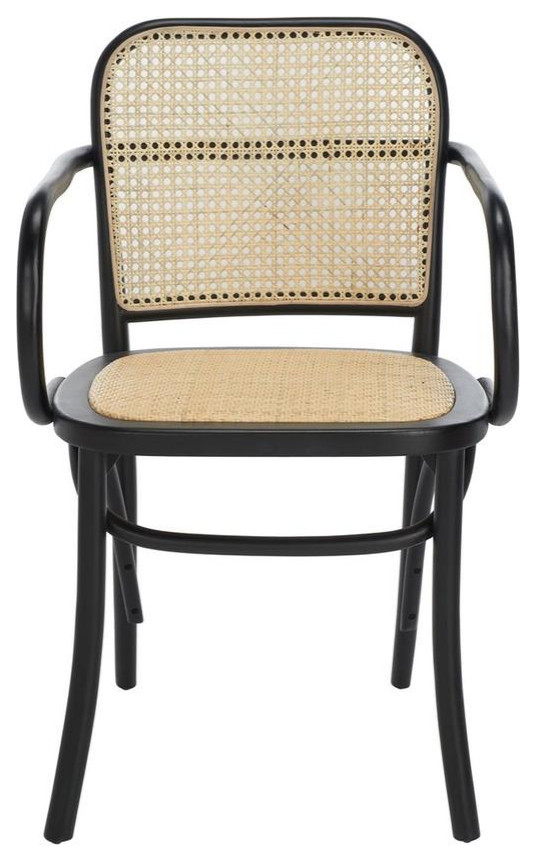 Donna Cane Dining Chair set of 2 Black / Natural   Tropical   Dining Chairs   by Peachtree Fine Furniture  Houzz