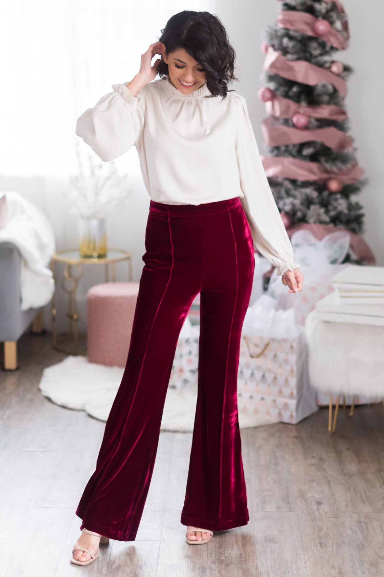 Cheerful Velvet Flare Pants