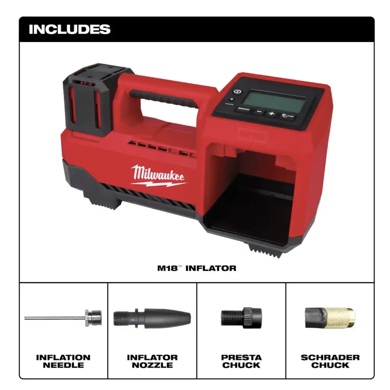 Milwaukee M18 18-Volt Lithium-Ion Cordless Inflator， Tool-Only (2848-20)