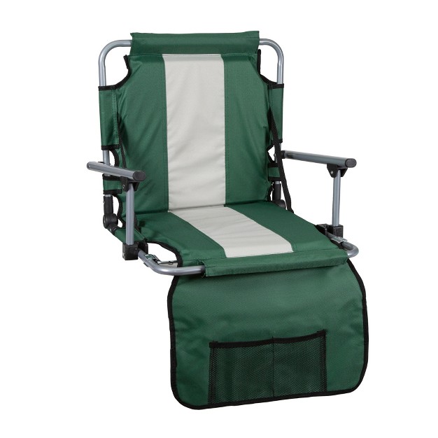 Stansport Folding Stadium Seat With Arms Green tan